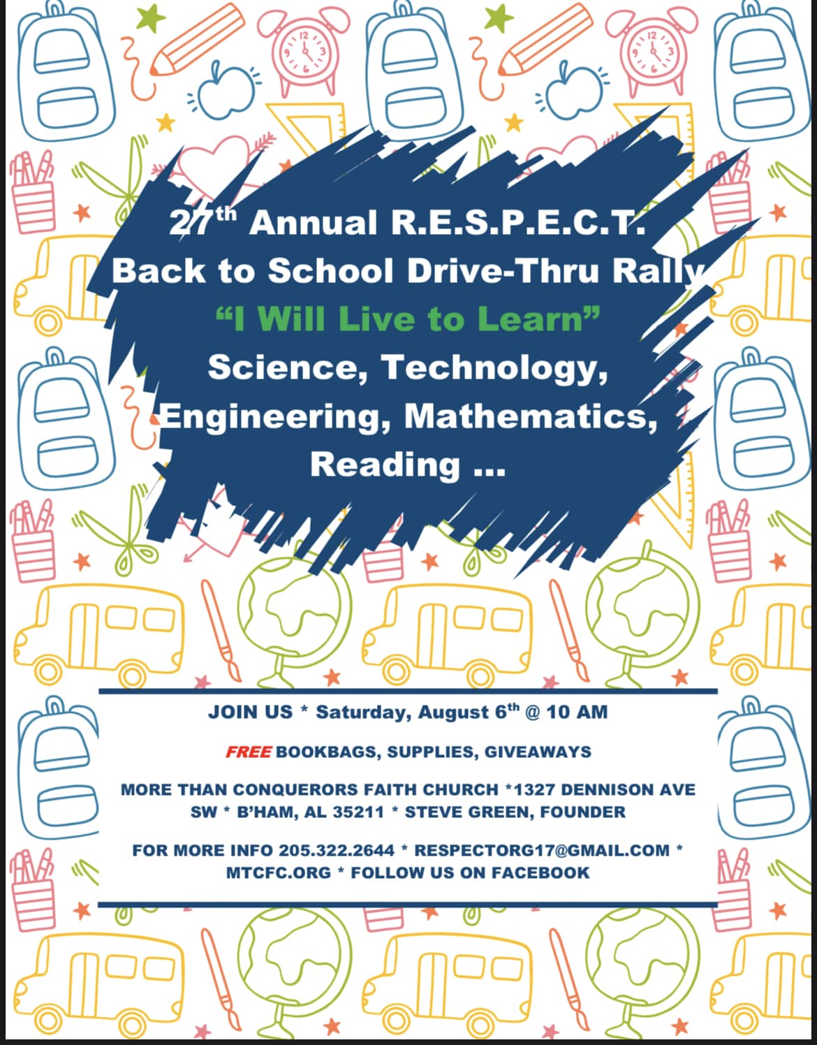 27th Annual R.E.S.P.E.C.T. Back to School Drive-Thru Rally