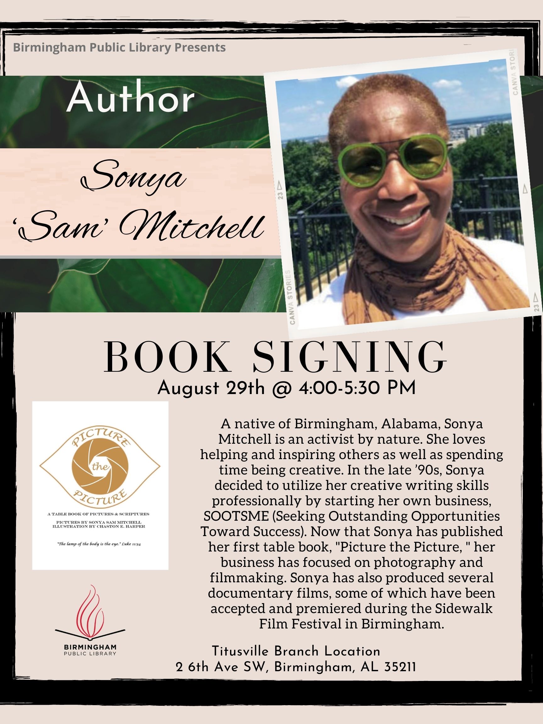 Book Signing with Author Sonya "Sam" Mitchell