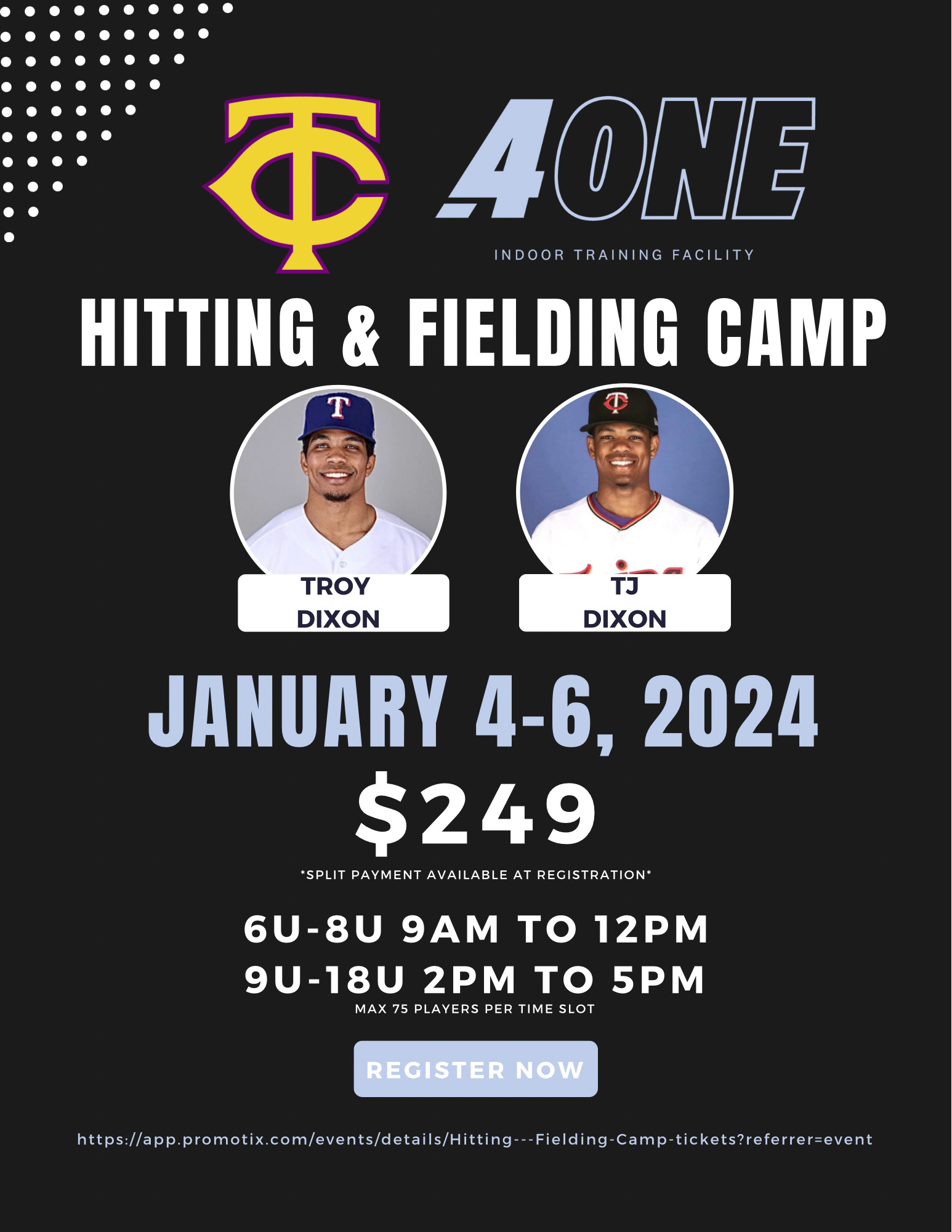 Baseball Hitting & Fielding Camp with TJ and Troy Dixon