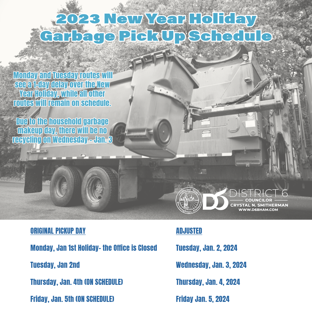 2023 Christmas Holiday, 2024 New Year Holiday Garbage Pickup Schedule